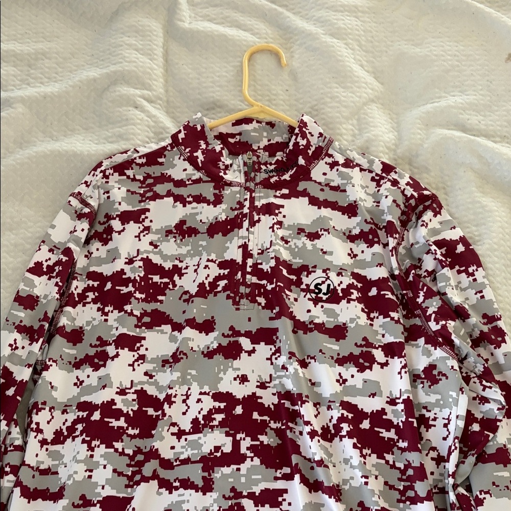 Maroon & Gray Digital Camo Quarter-Zip Pullover